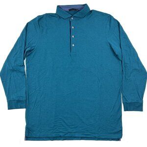 Greyson Shirt Mens XL Long Sleeve Performance Stretch Golf Polo Teal Wolf